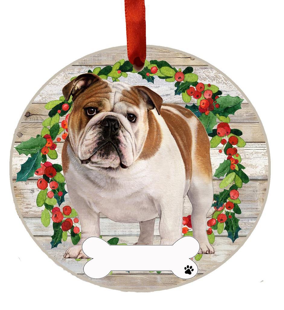 E&S Pets Bulldog, FB Ceramic Wreath Ornament 550-8FB