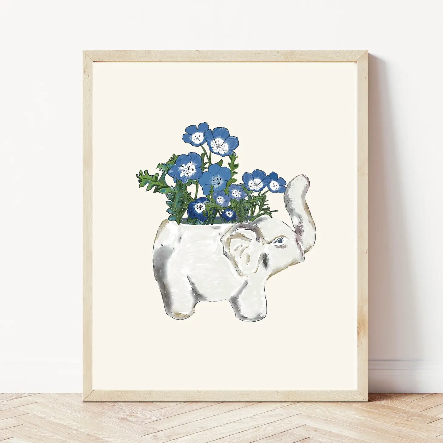 Raven's Edge Studio - Wildflowers in Elephant Planter 8x10 Fine Art Giclee Print