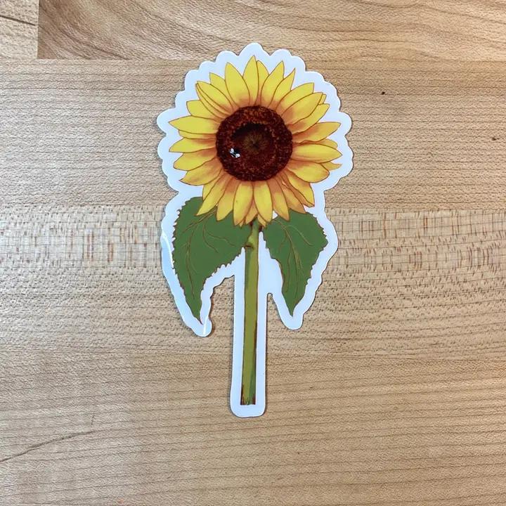 Raven's Edge Studio - Sunflower Sticker | Flower Sticker | Clear Vinyl Sticker