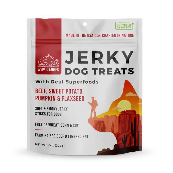 Wild Ranger - Beef Jerky Dog Treats ( Beef, Sweet Potato, Pumpkin, & Flaxseed ) 8 oz Bag - WS-WR-BEEF8-6