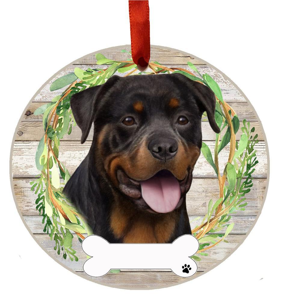E&S Pets Rottweiler Ceramic Wreath Ornament 550-33