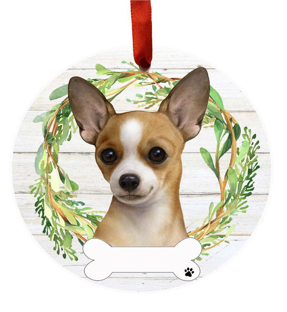 E&S Pets Chihuahua, tan and white Ceramic Wreath Ornament 550-10