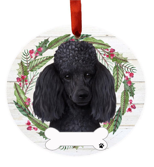 E&S Pets Poodle, black Ceramic Wreath Ornament 550-29