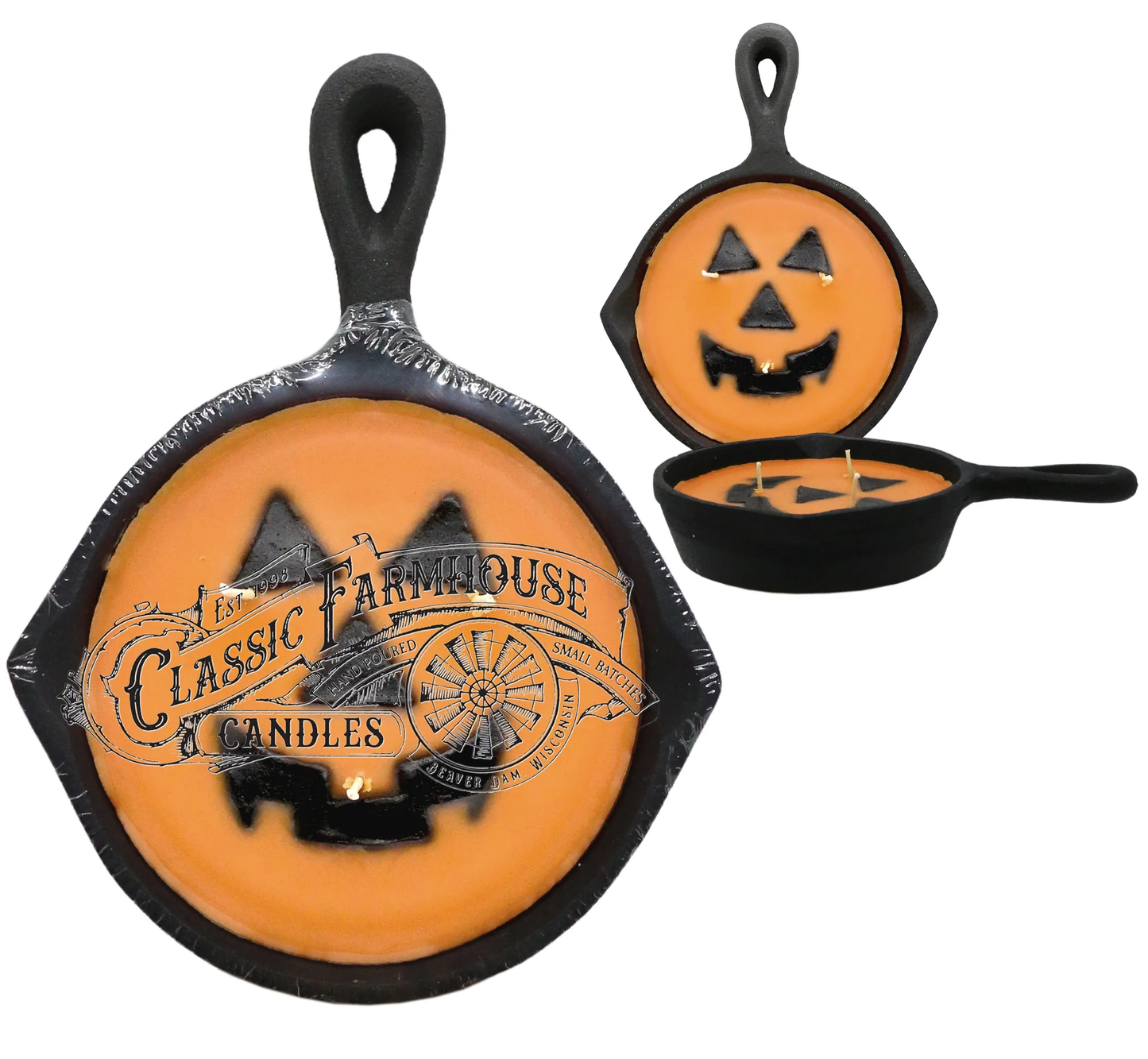 Classic Farmhouse Candles - Jack-O-Lantern 8 oz Cast Iron Pan Candle R025