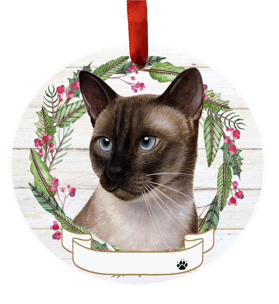 E&S Pets Siamese Cat Ceramic Wreath Ornament 551-7