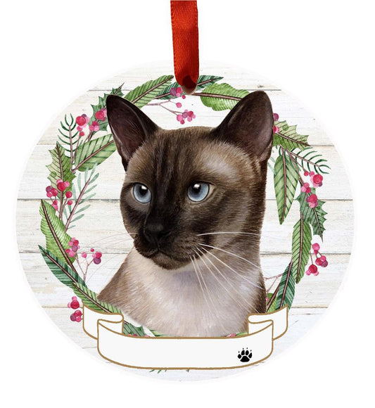 E&S Pets Siamese Cat Ceramic Wreath Ornament 551-7