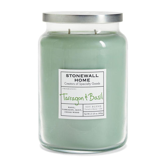 Stonewall Kitchen Candle Tarragon & Basil - Large Apothecary 21.25 oz Jar 652605