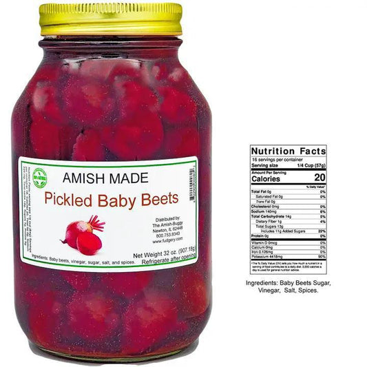 Arndt's Fudgery - Amish Made Fruits and Vegetables - 36 oz Jar Pickled Baby Beets