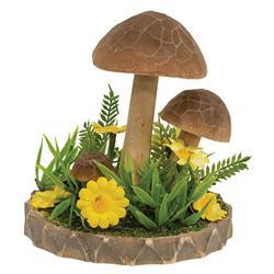 CWI Gifts - Wooden Floral Mushroom Trio on Base - GRJA5523