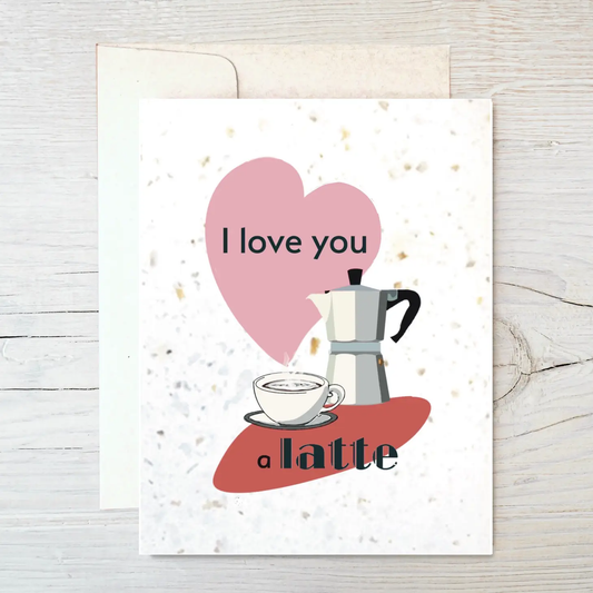 Raven's Edge Studio -  Coffee Bean Card - Eco Valentine "I Love You a Latte"