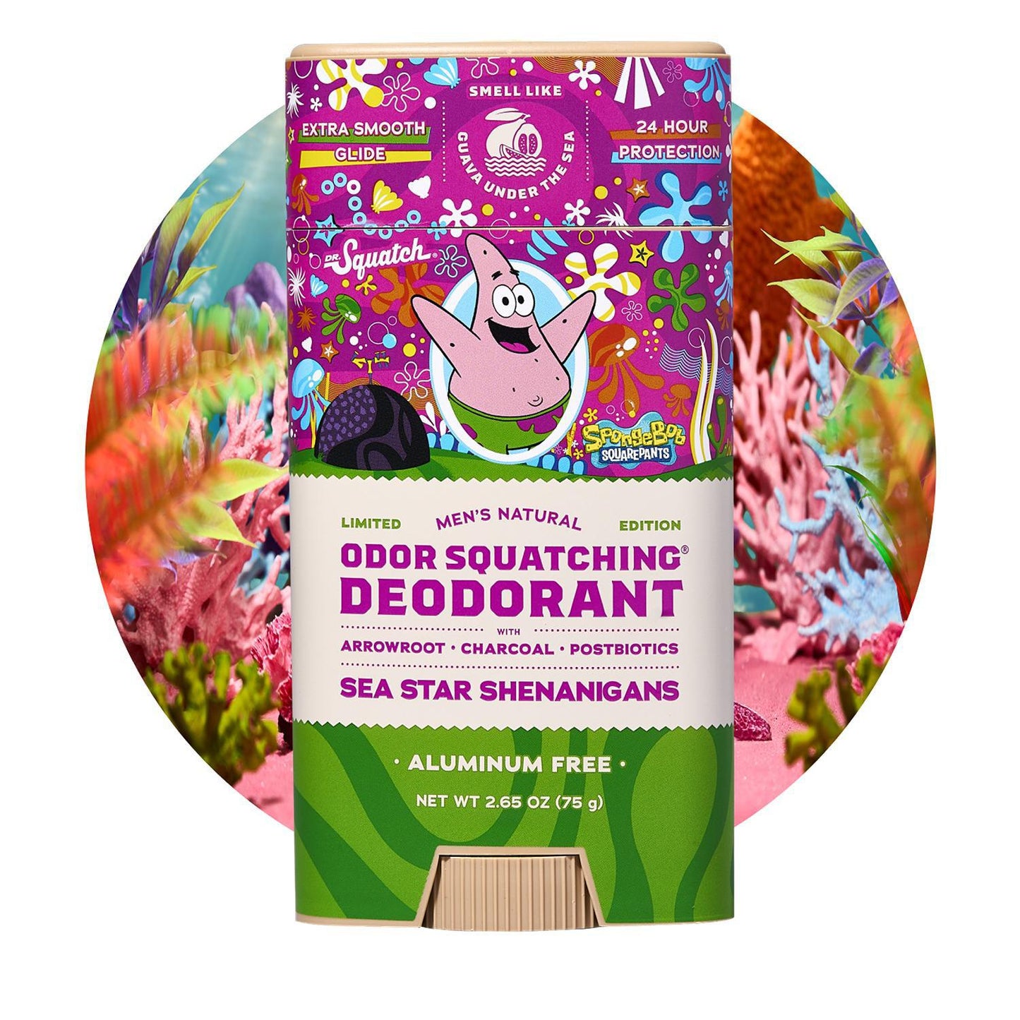 Dr. Squatch - Spongebob x Patrick - Sea Star Shenanigans Deodorant 2.65 oz - WH-DEO- SSH-01