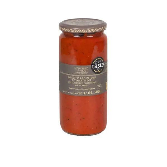 Hellenic Farms - Navarino Icons Collection - Roasted Red Pepper & Tomato Dip 17.6 oz - 801-G8RME