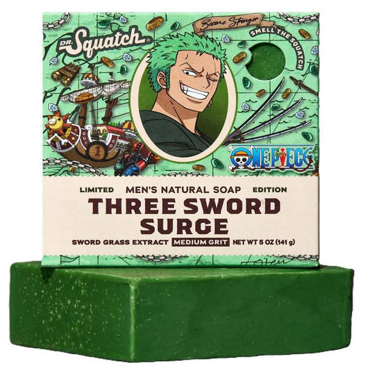 Dr. Squatch - Three Sword Surge Bar Soap 5 oz - One Piece Collab - WH-BAR-TSW-01