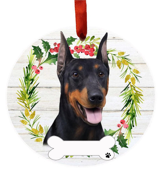 E&S Pets Doberman Ceramic Wreath Ornament 550-101