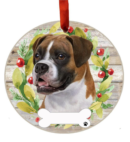 E&S Pets Boxer, uncropped Ceramic Wreath Ornament 550-6