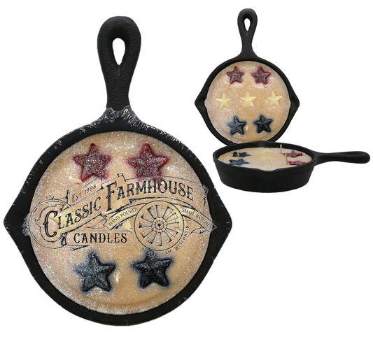 Classic Farmhouse Cast Iron Pan Candle Star Spangled 8 oz