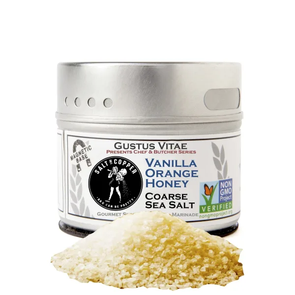 Gustus Vitae Vanilla Orange Honey Coarse Sea Salt - Tin