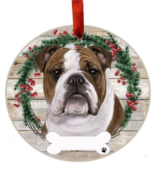 E&S Pets Bulldog Ceramic Wreath Ornament 550-8