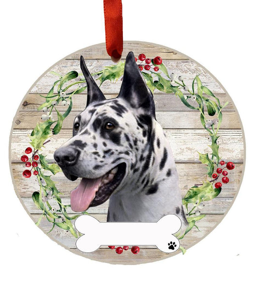 E&S Pets Great Dane, Harlequin Ceramic Wreath Ornament 550-66a