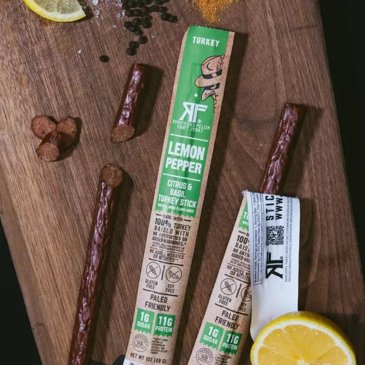 Righteous Felon Craft Jerky - Lemon Pepper Turkey Stick 1 oz - LBP-STICK-24
