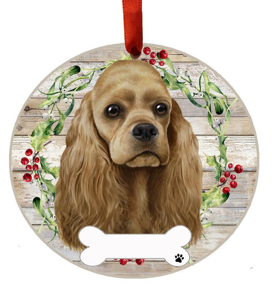 E&S Pets Cocker Spaniel, buff Ceramic Wreath Ornament 550-78b