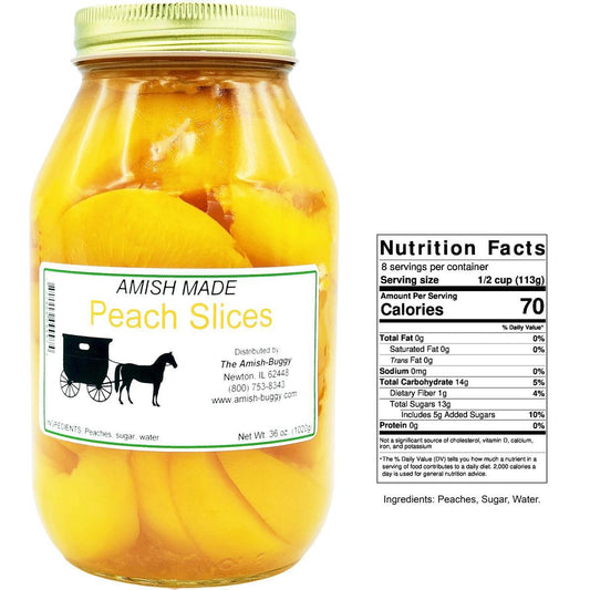 Arndt's Fudgery - Amish Made Fruits and Vegetables - Peach Slices 36 oz Jar