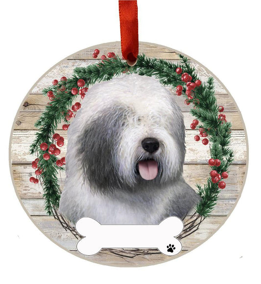 E&S Pets Old English Sheepdog Ceramic Wreath Ornament 550-77
