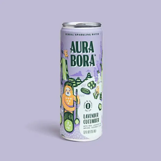 Aura Bora Herbal Sparkling Water Lavender Cucumber 12 oz Can