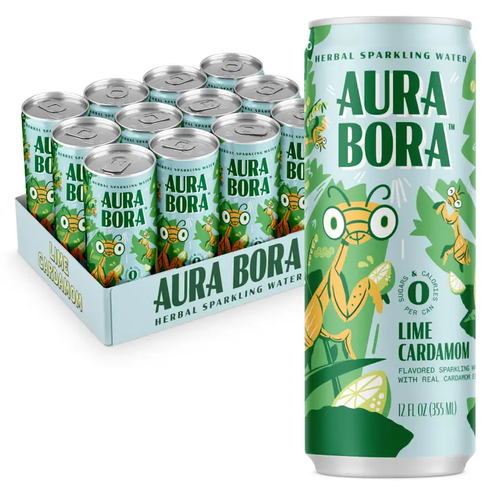 Aura Bora Lime Cardamom Sparkling Waterr 12oz