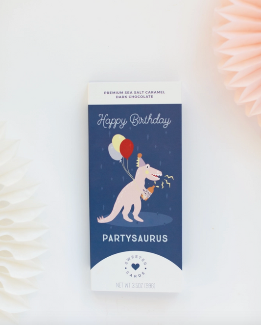 Sweeter Cards - Happy Birthday Card w Chocolate Inside! (Partysaurus)