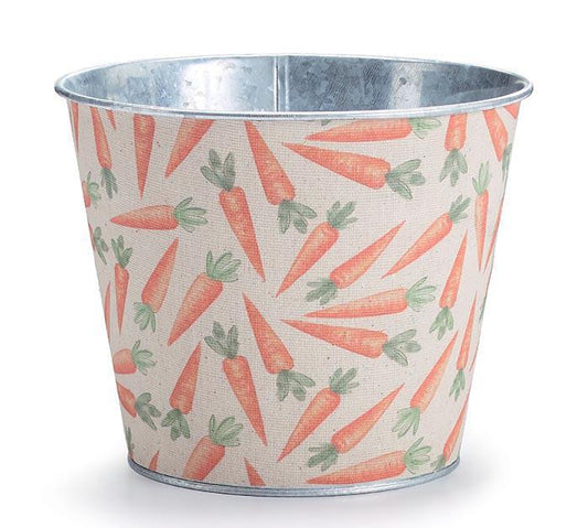 6" Carrots on Linen Tin Flower Pot Cover - 3012207