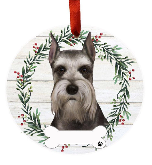 E&S Pets Schnauzer Ceramic Wreath Ornament 550-34