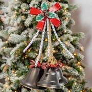 Zaer Old World Galvanized Christmas Triple Bells w/Bows ZR731220-E