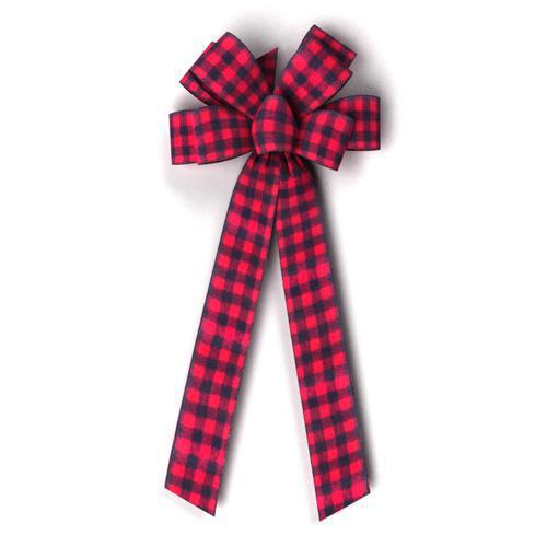 #40 Eight Loop Black & Red Fuzzy Check Bow (2086-990-53)