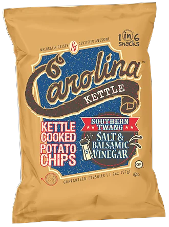 1 in 6 Snacks Carolina Kettle - Chips - Southern Twang Salt & Balsamic Vinegar, 5oz DISCO