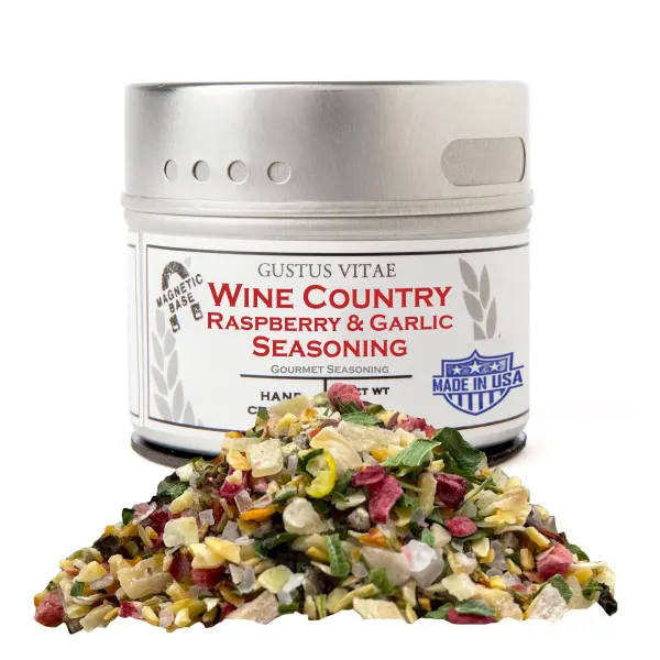 Gustus Vitae Wine Country Raspberry & Garlic Seasoning - Tin