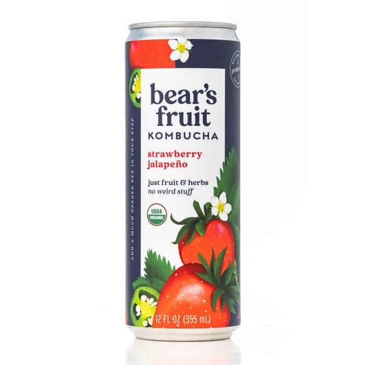 Bear's Fruit Kombucha - Organic Strawberry Jalapeno 12 fl oz