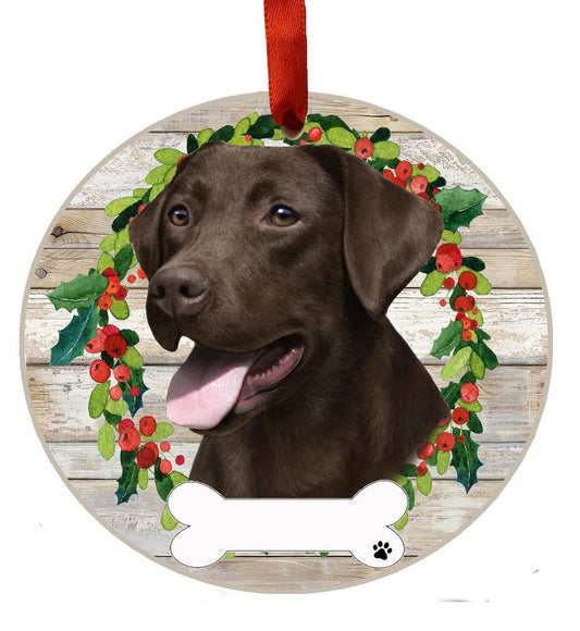 E&S Pets Labrador, chocolate Ceramic Wreath Ornament 550-22