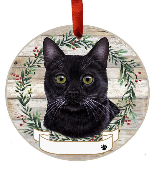 E&S Pets Black Cat Ceramic Wreath Ornament 551-5