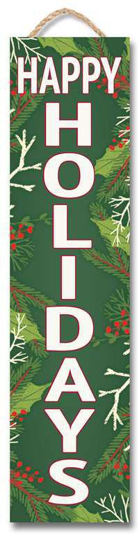 HAPPY HOLIDAYS W/ GREENERY & BIRCH - STAND-OUT TALL 6X24 61680