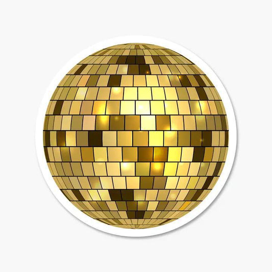 Footnotes - Mirrorball Disco Ball Gold 2.5" - Sticker - ST0600