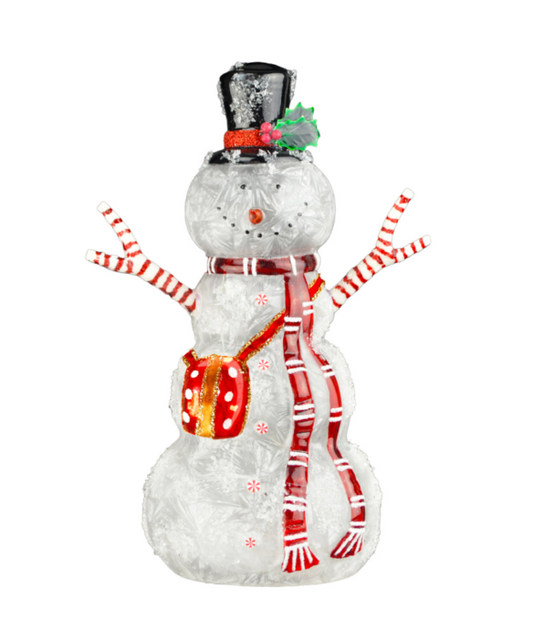 Light Up Standing Glass Snowman - 89849