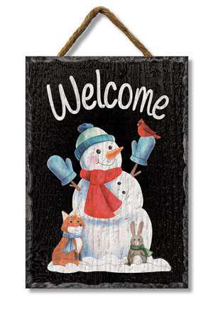 WELCOME W/ SNOWMAN & FRIENDS - SLATE IMPRESSIONS 8x11.25 78113