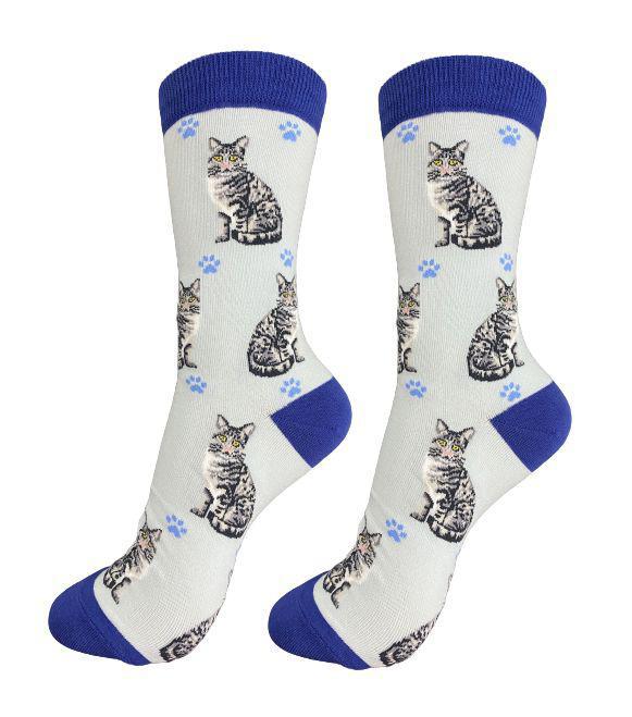 E&S Pets - Cat, Silver Tabby Full Body Socks 801 FB-8