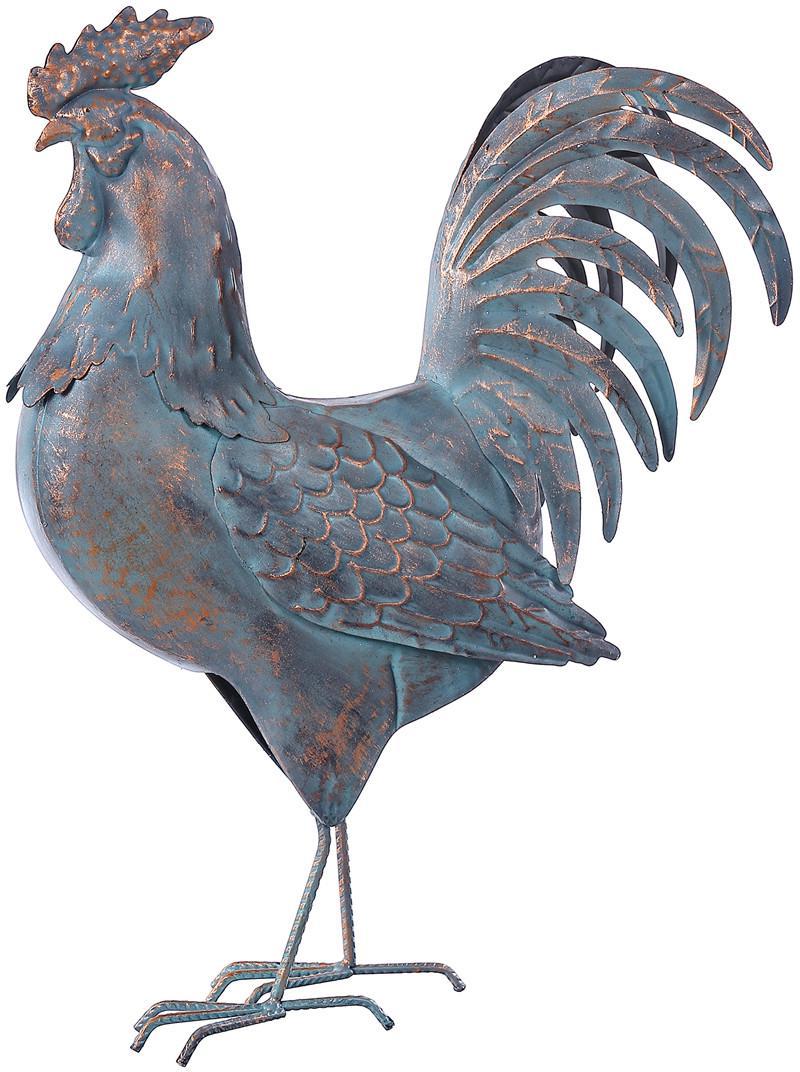 Special T - Metal Antique Blue Rooster Stand - T25427