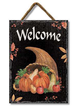 WELCOME W/ CORNUCOPIA - SLATE IMPRESSIONS 8x11.25 78105