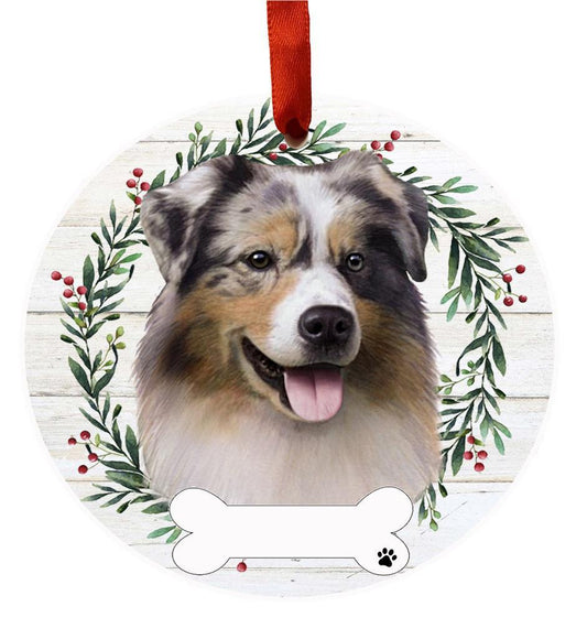 E&S Pets Australian Shepherd Ceramic Wreath Ornament 550-53