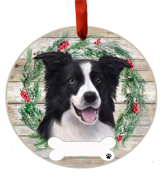 E&S Pets Border Collie Ceramic Wreath Ornament 550-5