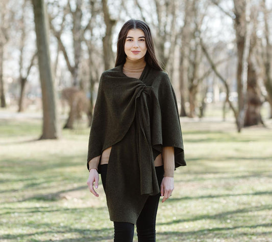 Saol - Lambswool Draped Shawl LLS105-902-OS Army Green