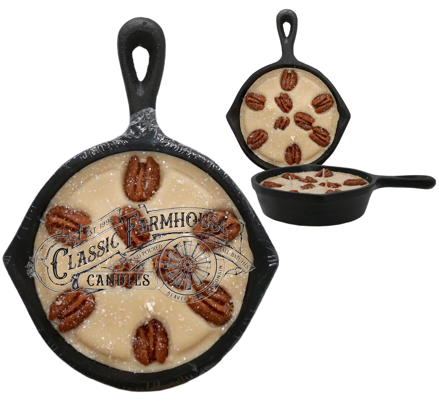 Classic Farmhouse Cast Iron Pan Candle Pecan Caramel 8 oz